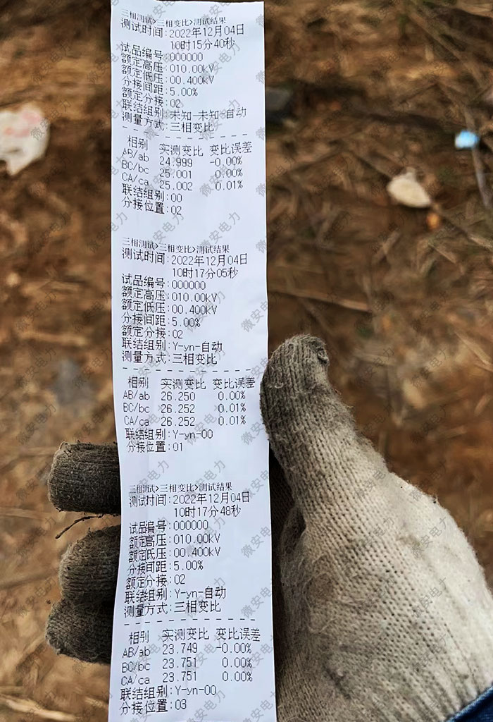 正確的變比組別測試結果