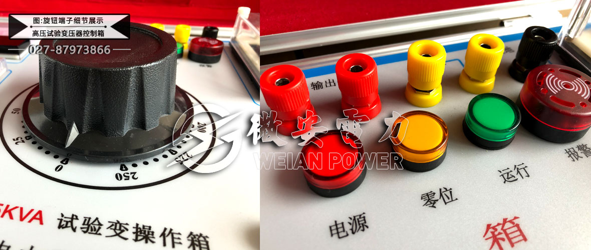 高壓試驗變壓器控制箱旋鈕端子細節展示